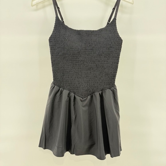 NWT Aerie Offline Black Real Me Smocked Flowy Dress w/ Romper Underneath Medium - Picture 5 of 14